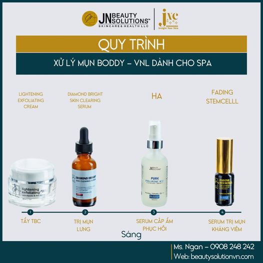 QUY TRÌNH SẢN PHẨM XỬ LÝ MỤN BODDY – VNL DÀNH CHO SPA
